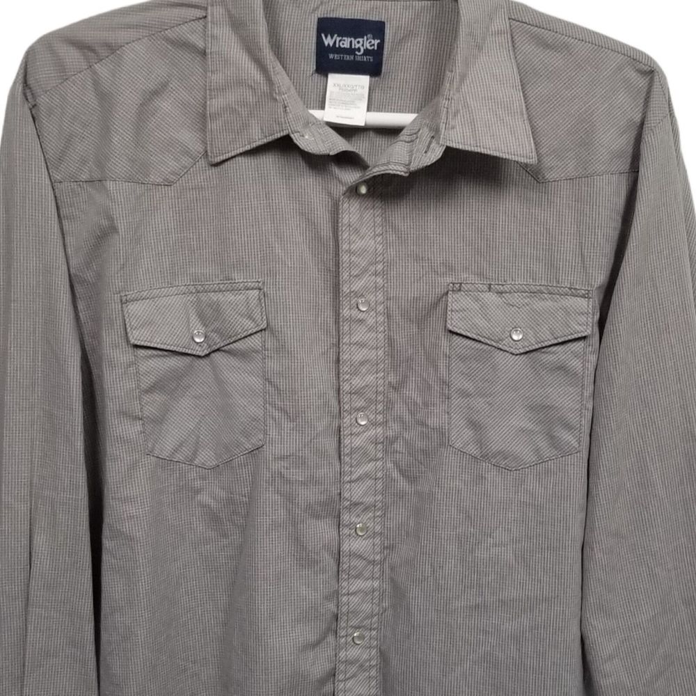 VTG Wrangler Western Shirt Mens 2XL 18  Pearl Snap Rodeo Long Sleeve #75204PP